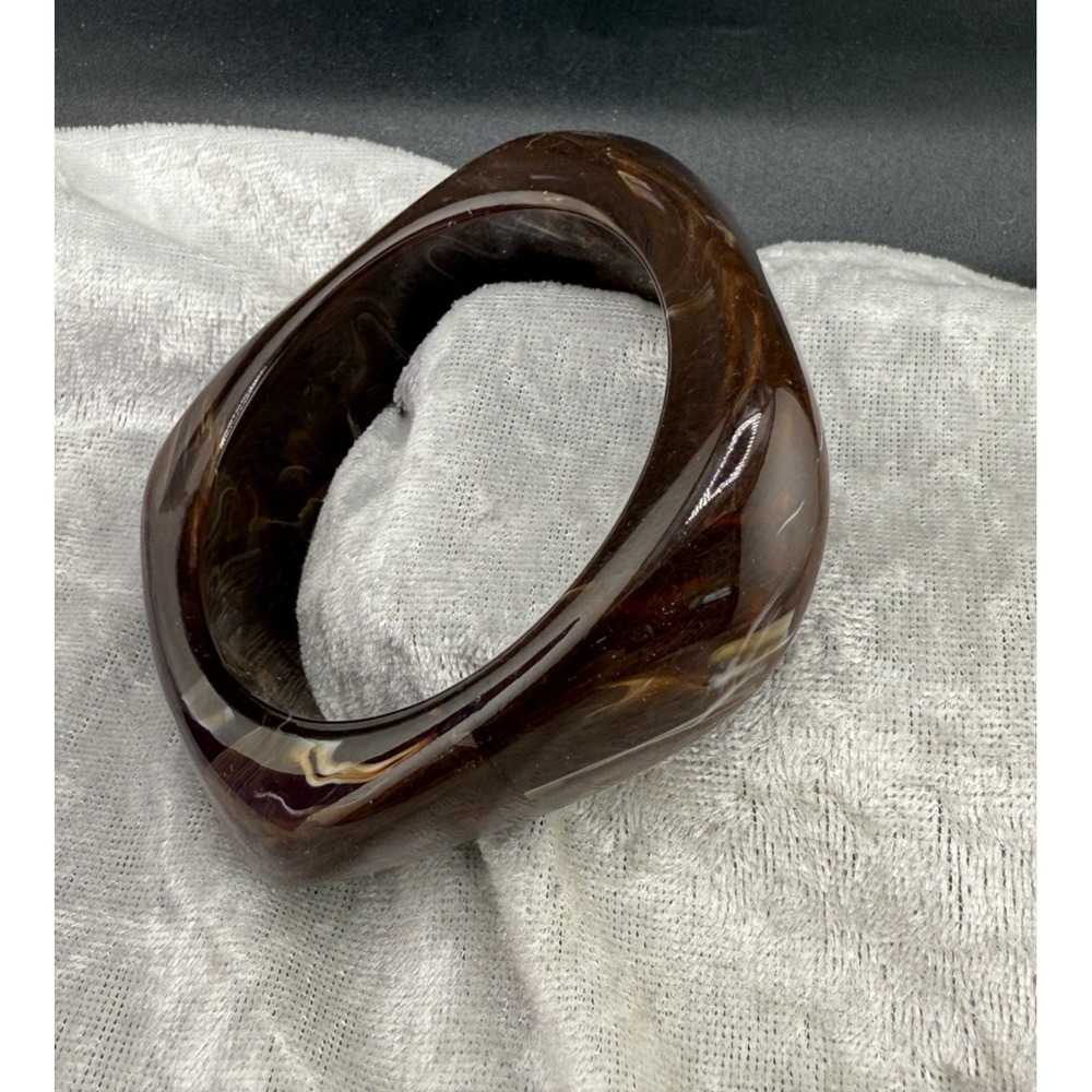 Vintage Bangle‎ Bracelet Chunky Brown Acrylic 8"